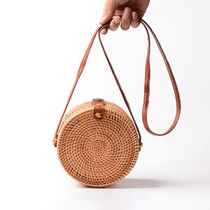 Vintage Handmade Women Rattan Bag Woven Bow Shoulder Bags